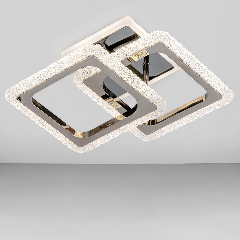 Люстра потолочная светодиодная без пульта Light House SC-19175/2W BP 3000-6500K 40W/14W 370х260х120 мм Хром