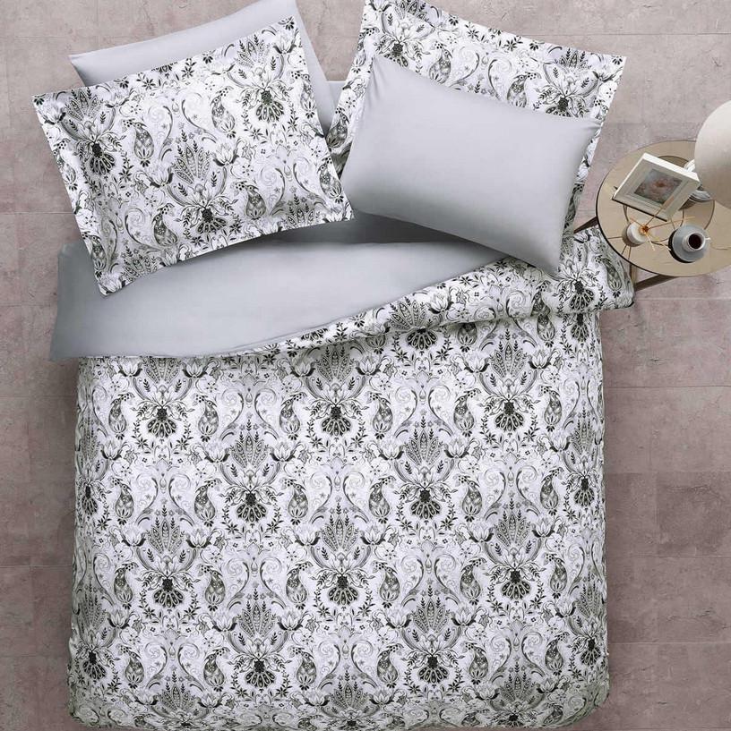 Постільна білизна Tivolyo Home Godiva Делюкс сатин євро Сірий