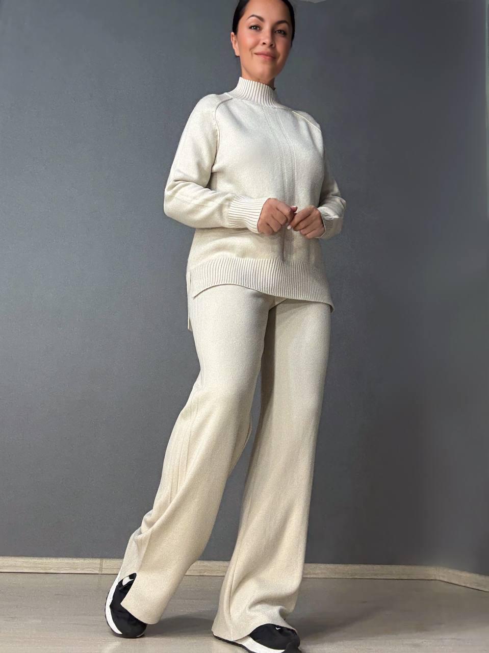 Костюм женский ACCORDDREAM 6841-8636 свитер с брюками палаццо вязаный OS Бежевый (5181)