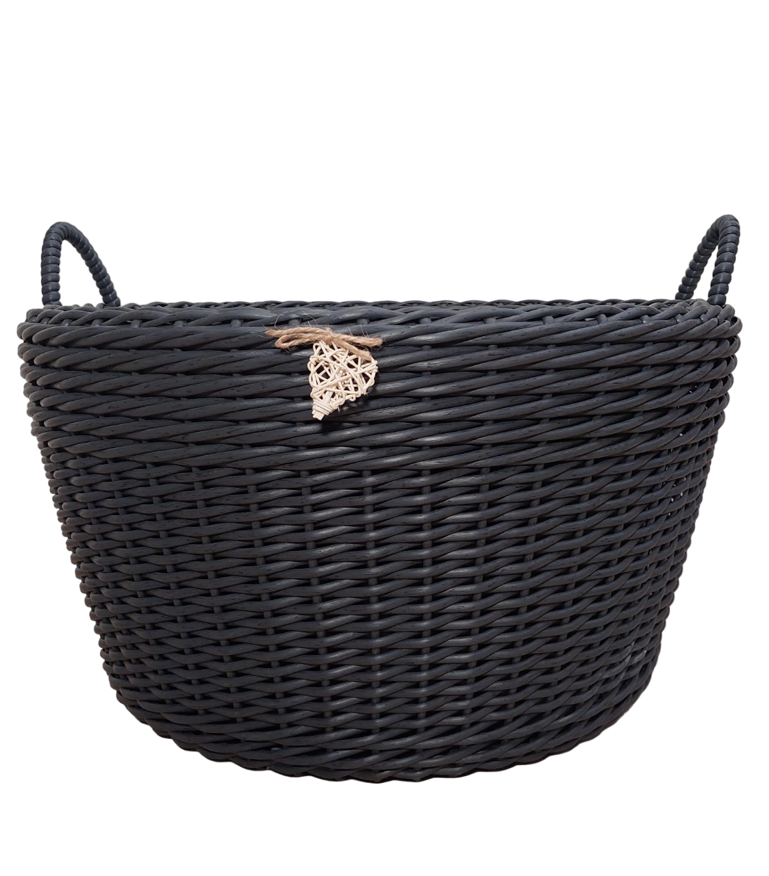 Кошик з ручками із штучного ротангу ручної роботи 90 л Графітовий (33025) - фото 1 Кошик з ручками із штучного ротангу ручної роботи 90 л Графітовий (33025) - фото 1