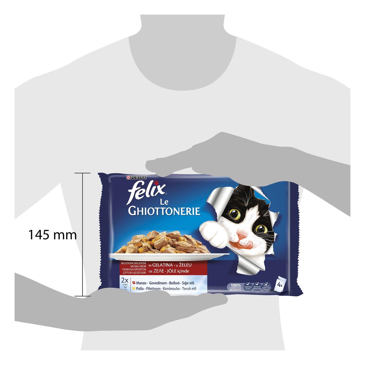 Вологий корм FELIX Fantastic шматочки в желе для котів яловичина курка 4х100 г (7613033261565) - фото 3 Вологий корм FELIX Fantastic шматочки в желе для котів яловичина курка 4х100 г (7613033261565) - фото 3