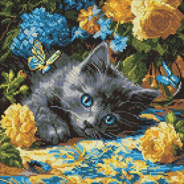 Алмазная мозаика Ideyka Котенок голубоглазый 40x40 см (Id-AMO8340)