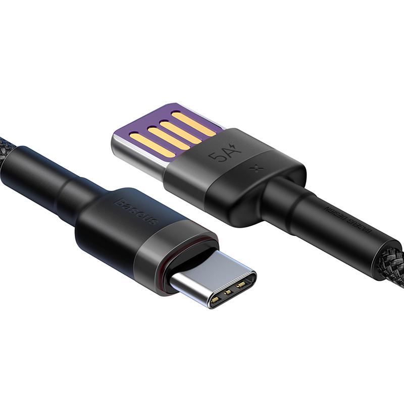 Кабель BASEUS Type-C Cafule HW Quick Charging Data Cable USB Двухсторонний Blind Interpolation 40 Вт 1 м Черный (CATKLF-P91) - фото 3 Кабель BASEUS Type-C Cafule HW Quick Charging Data Cable USB Двухсторонний Blind Interpolation 40 Вт 1 м Черный (CATKLF-P91) - фото 3