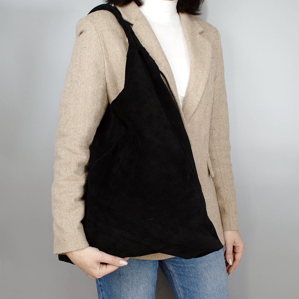 Сумка-шопер жіноча Virginia Conti 03801 замшева з гаманцем Чорний (2407998192) - фото 2