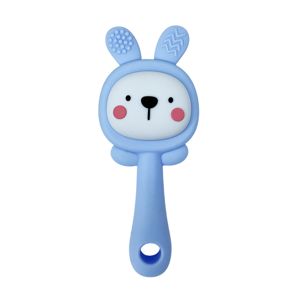 Прорезыватель-погремушка Зайка силиконовый Голубой (31235737)