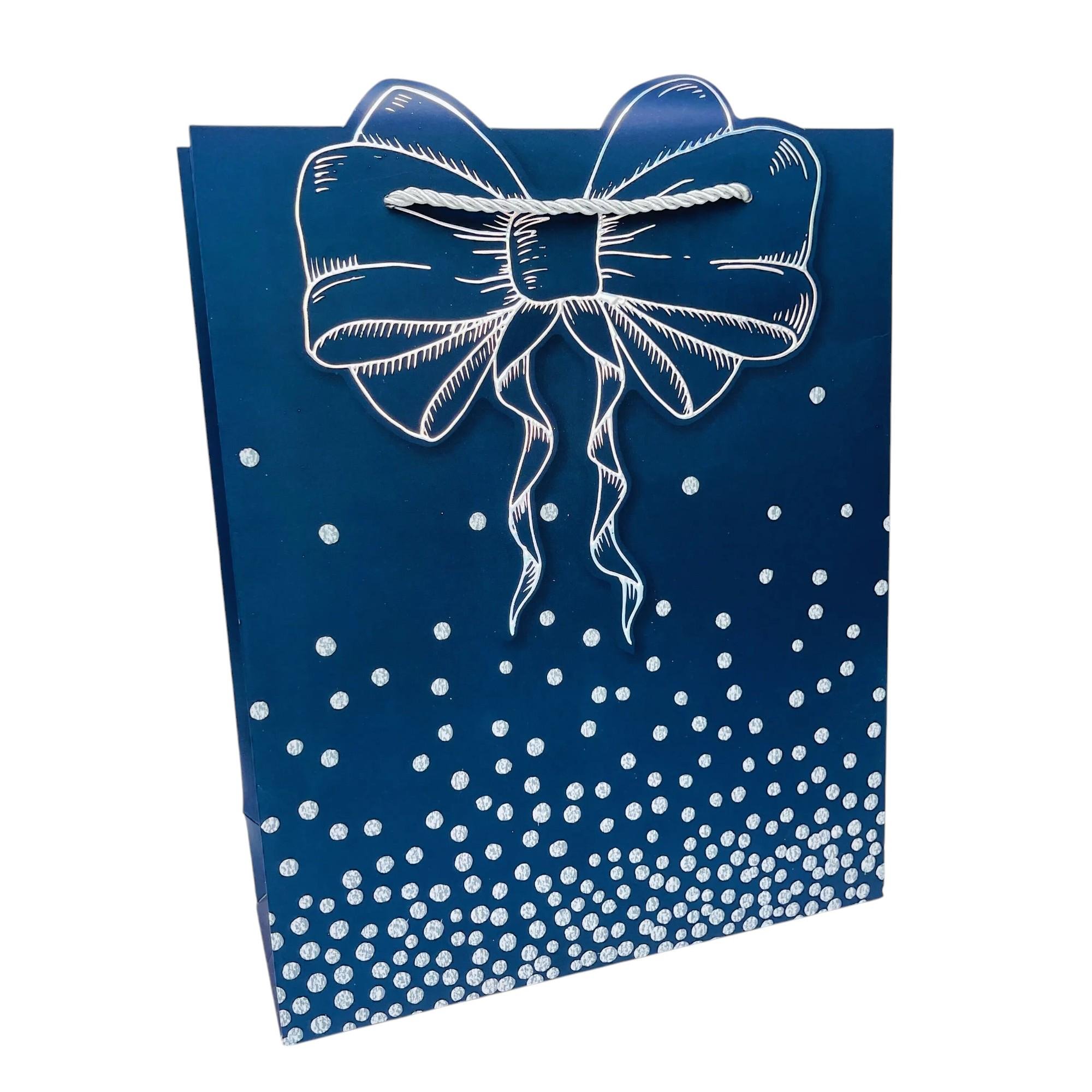 Подарунковий пакет Stenson Bow 3D 18x23x10 см Синій (R94891-S)