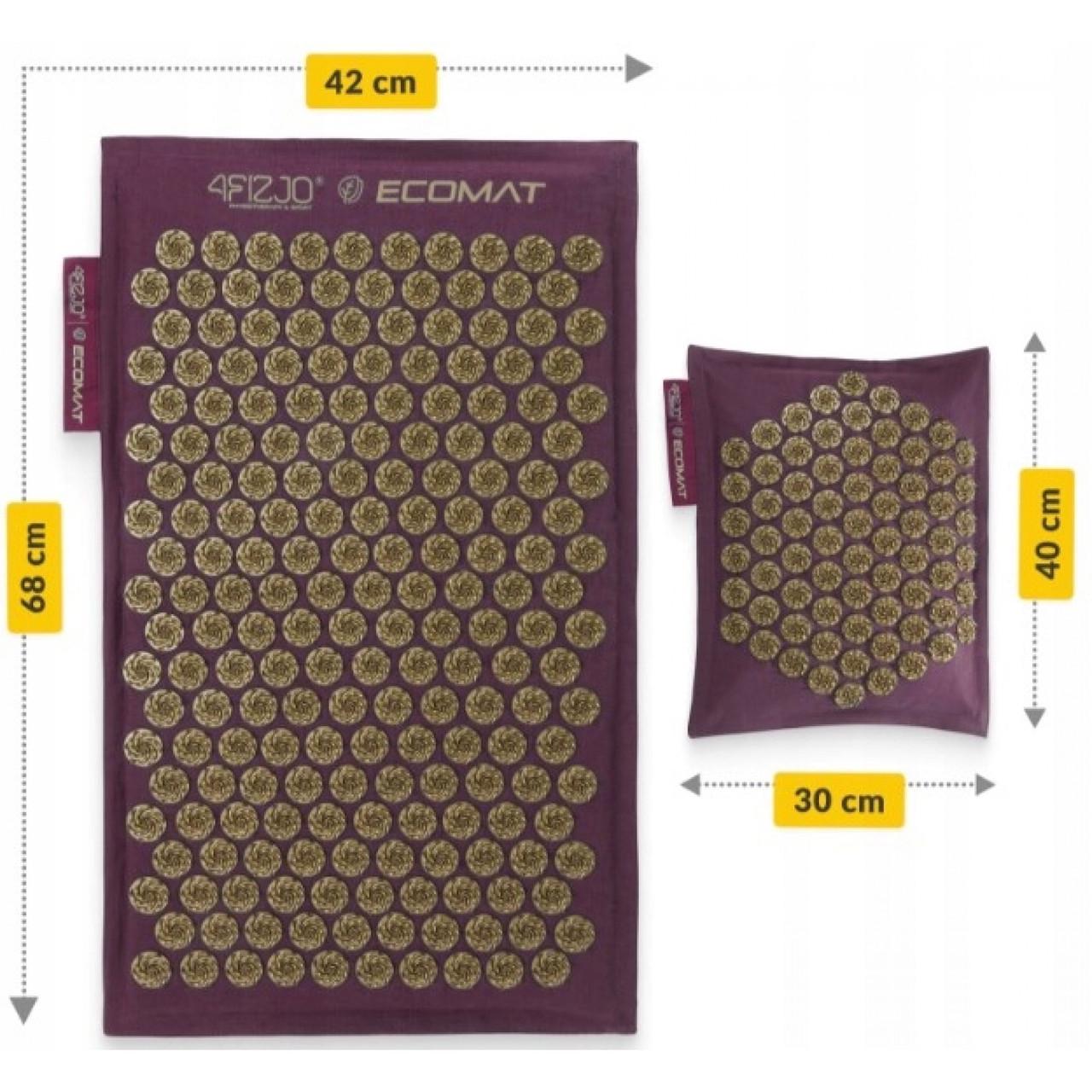 Килимок акупунктурний з подушкою 4fizjo Eco Mat аплікатор Кузнєцова Wine Red/Gold (P-5907739312907) - фото 9