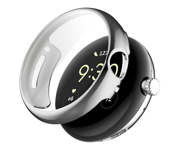 Чехол силиконовый для Google Pixel Watch с защитой на экран Серебряный Чехол силиконовый для Google Pixel Watch с защитой на экран Серебряный