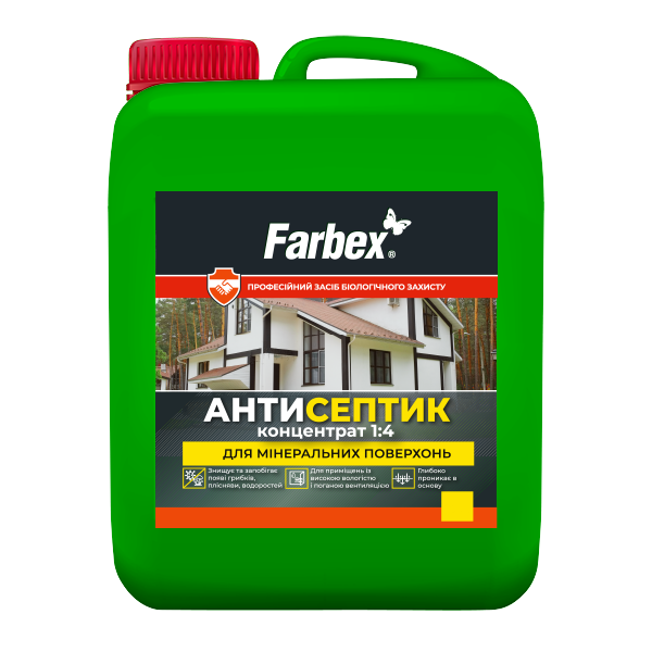 Антисептик для мінеральних поверхонь, концентрат 1:4 Farbex 5 л Безкольоровий (2792906366)