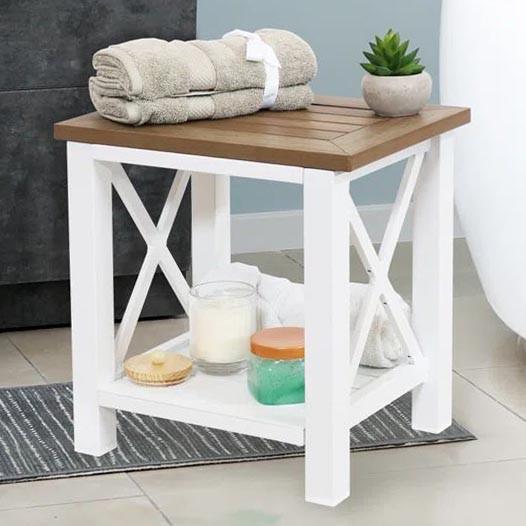 Табурет для ванной из дерева Линдис Зефир/Корица (ТВН-00562033)