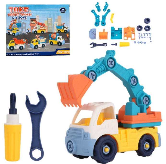 Машинка-конструктор детская Limo Toy 366 Экскаватор на шурупах с ключом и отверткой (1689693520)