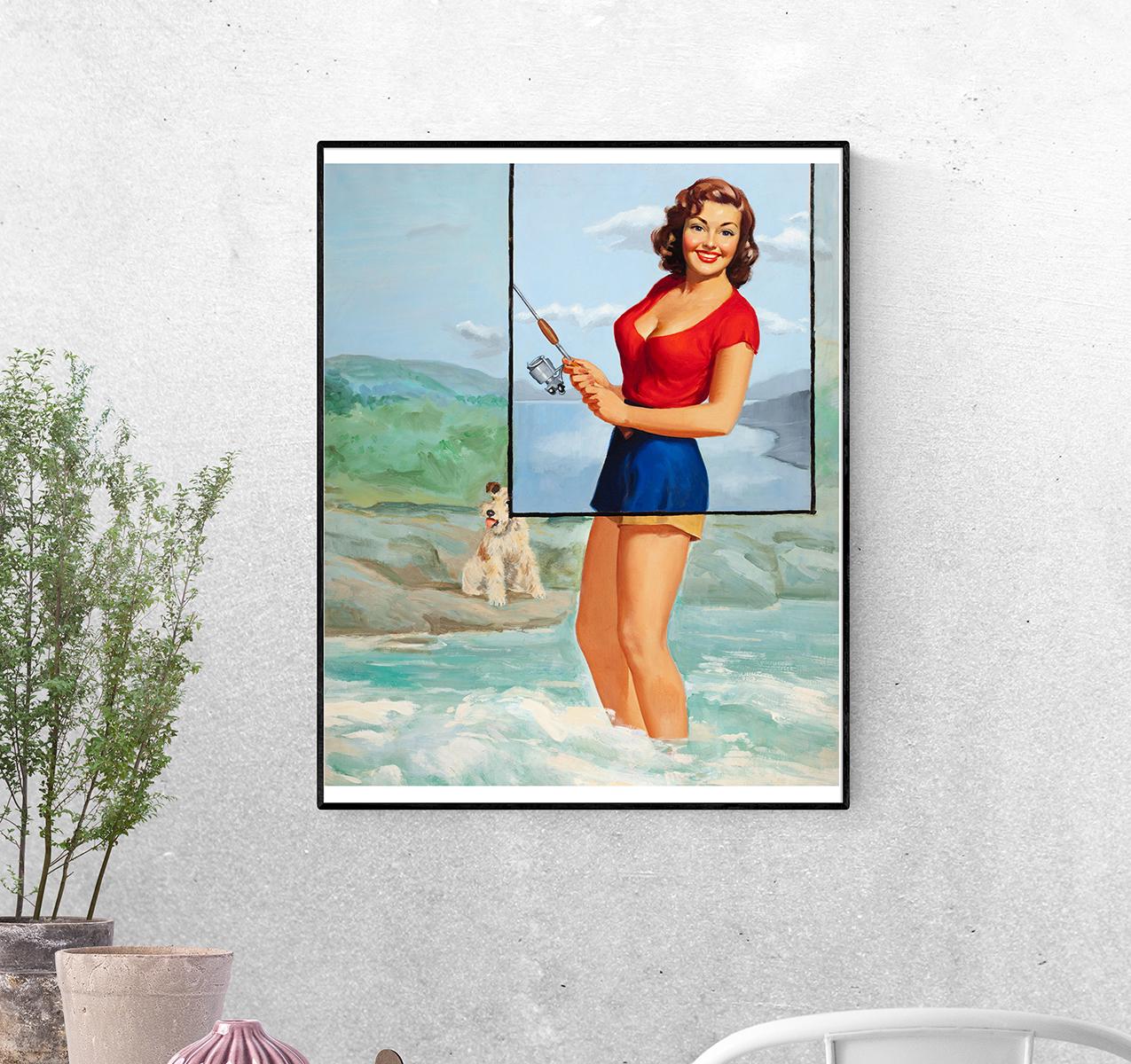 Постер Девушка с удочкой. Уолт Отто формат А-0 (pin_up010097_Poster)