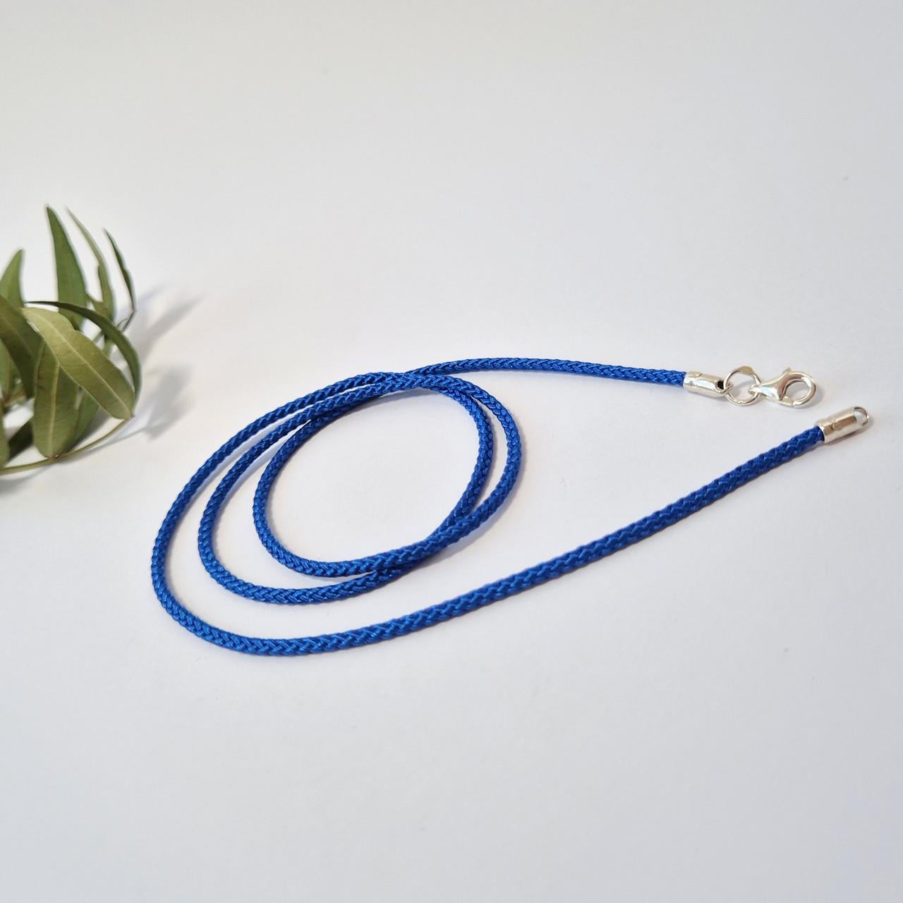 Шнурок на шею шейк 2 мм 50 см серебро 925 пробы 0,98 г Синий (6010/2)