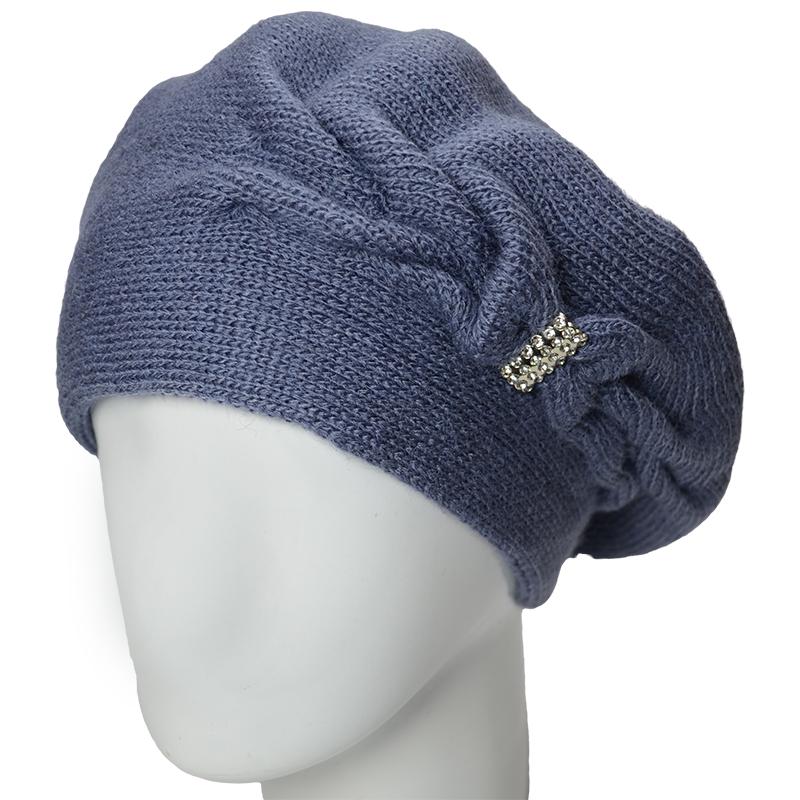 Берет женский Lirus Камея двойной зимний Джинсовый (164092)