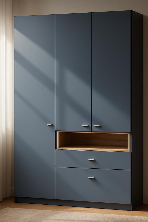 Шкаф для одежды Мастер Форм Тетрис левосторонний 1320х376х2000 мм Антрацит/Крафт золотой (33106)