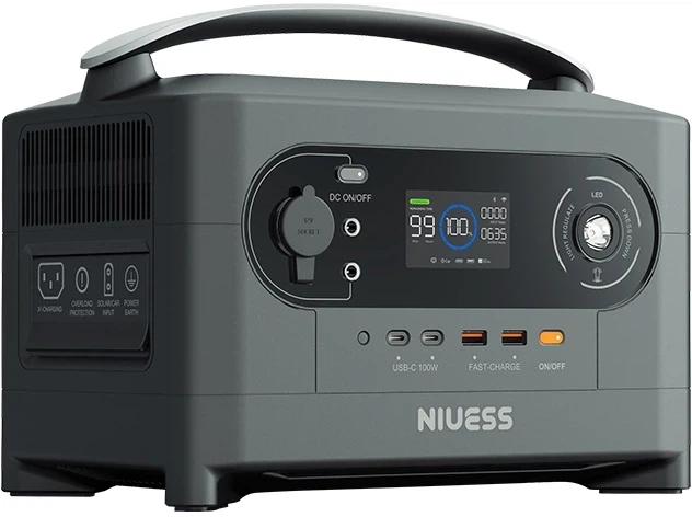 Зарядна станція портативна Niuess NE-700 700 Вт 512 Втгод чиста синусоїда швидка зарядка AC/DC USB (387124)