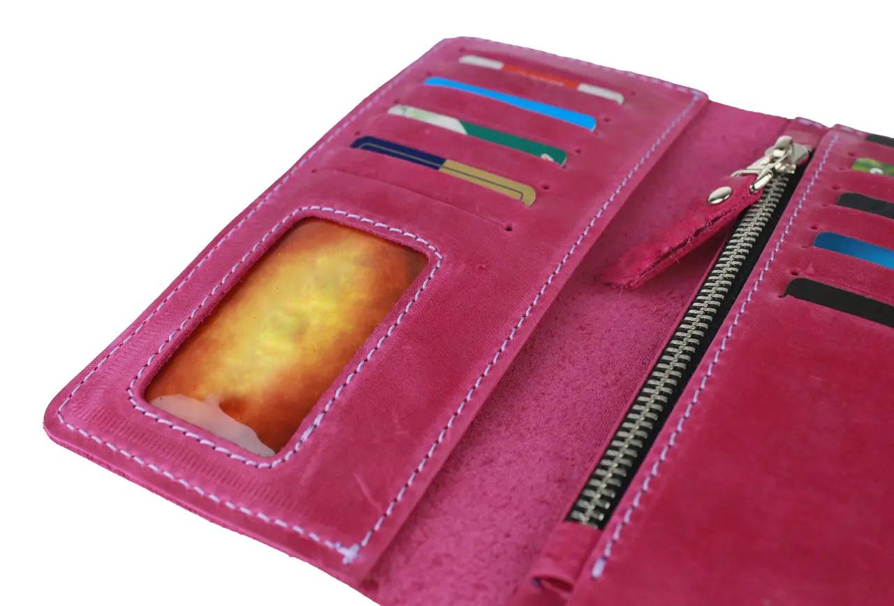 Гаманець FREESKIN шкіряний 19х9,5х1 см Фуксія - фото 4 Гаманець FREESKIN шкіряний 19х9,5х1 см Фуксія - фото 4