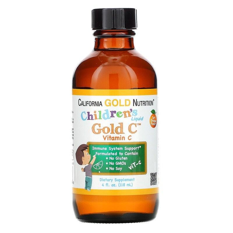 Витамины California Gold Nutrition Children's Liquid Gold Vitamin C Tart Orange Flavor 118 мл
