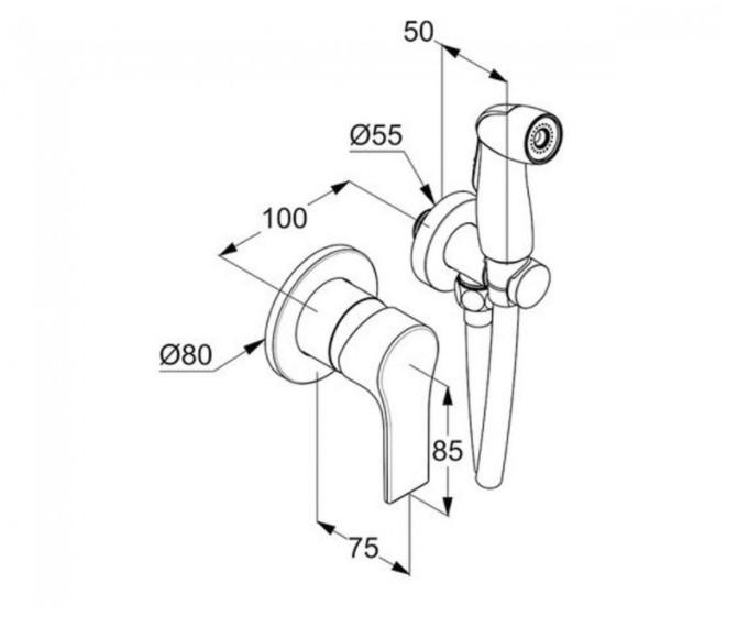 Гігієнічний душ із змішувачем Kludi Zenta SL 489990565 Хром - фото 2