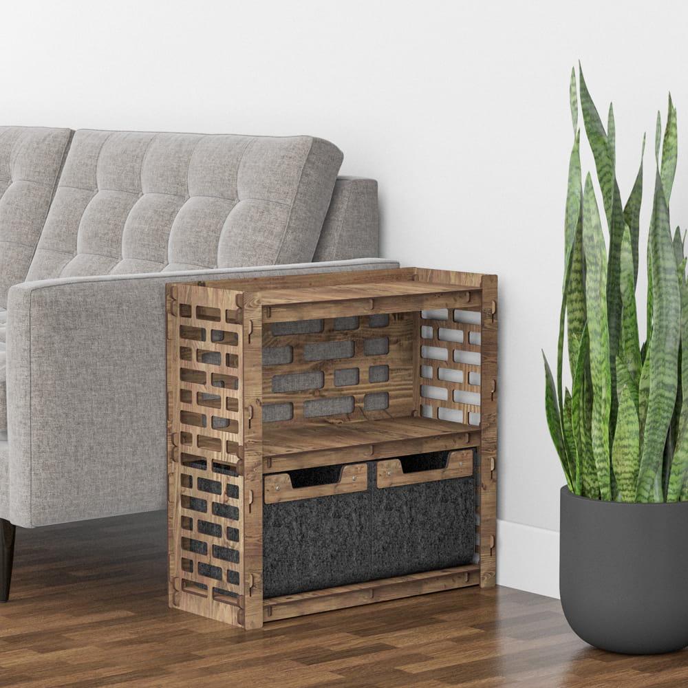 Тумба из дерева прикроватная Hexagonica Brickwall на 2 черных ящика 600х600х254 мм (111663) - фото 4 Тумба из дерева прикроватная Hexagonica Brickwall на 2 черных ящика 600х600х254 мм (111663) - фото 4