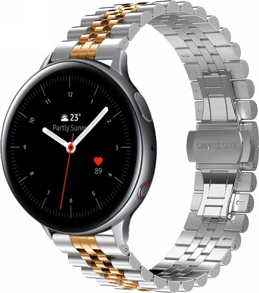 Браслет металлический Stech Line для Galaxy Watch Active 2 40/44 мм Silver/Rose (27045-68) - фото 1