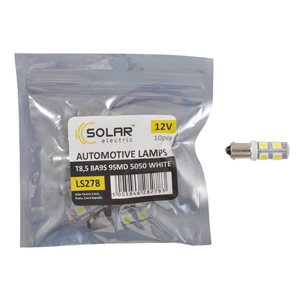 Автолампы светодиодные Solar 12 В T8.5 BA9s 9SMD 5050 10 шт. White (LS278_P)