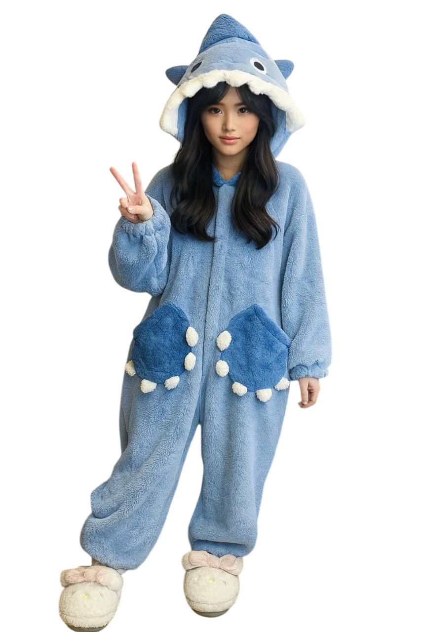 Кигуруми пижама с капюшном и хвостом мультяшная акула Shark Blanket (7221/2572171582)