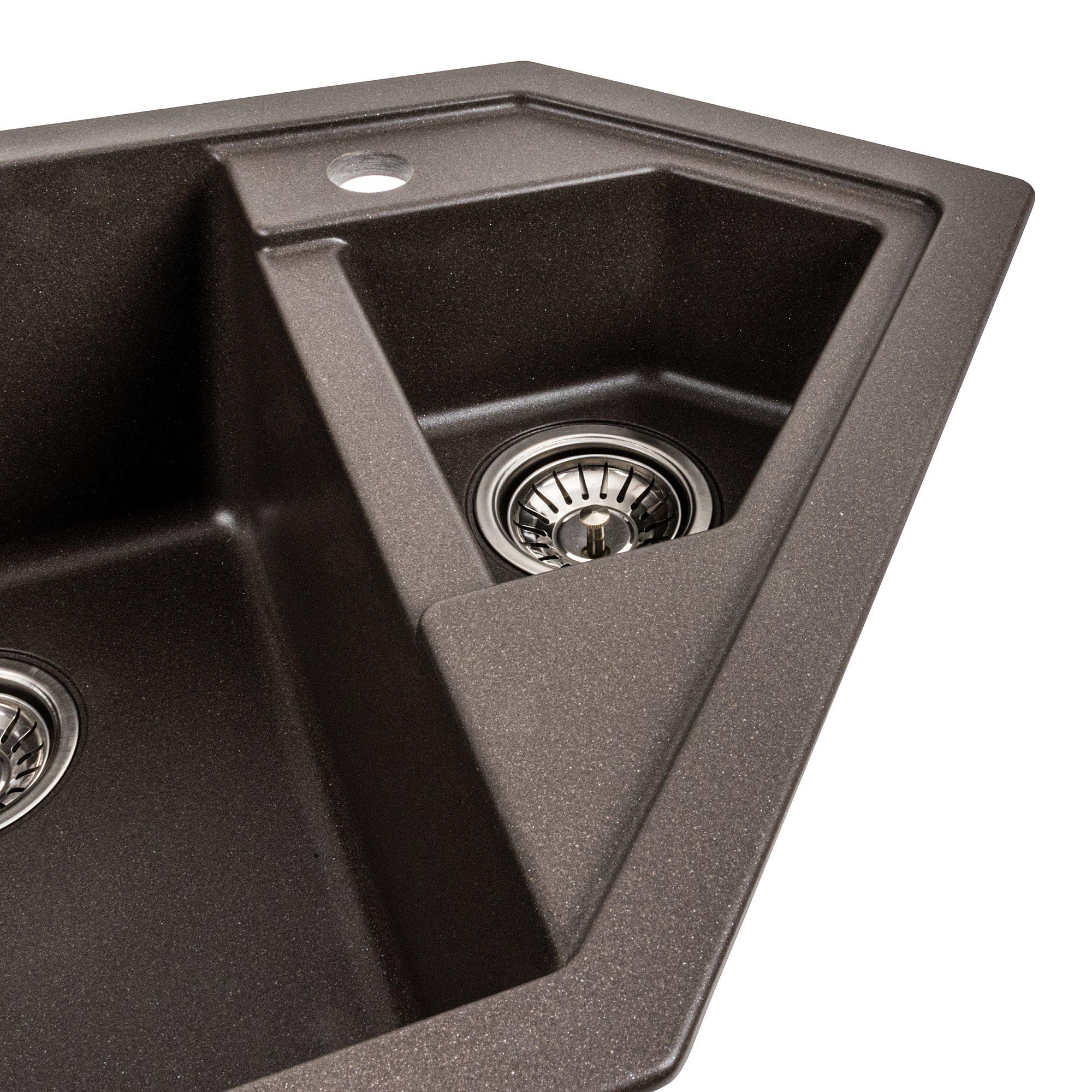 Мийка гранітна для кухні Platinum 9950 PANDORA матова Темна скеля - фото 3 Мийка гранітна для кухні Platinum 9950 PANDORA матова Темна скеля - фото 3