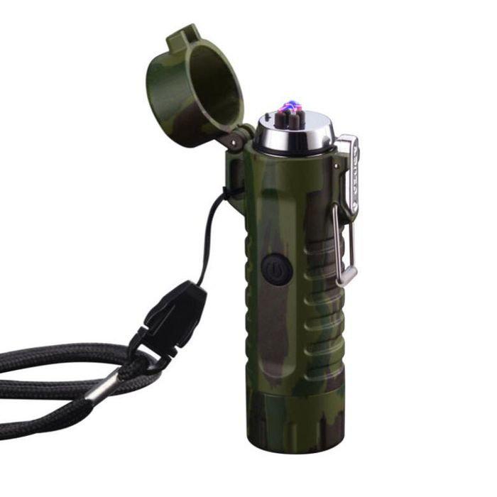 Водонепроницаемая USB зажигалка с фонариком со встроенным аккумулятором электроимпульсная 2 дуги - фото 2
