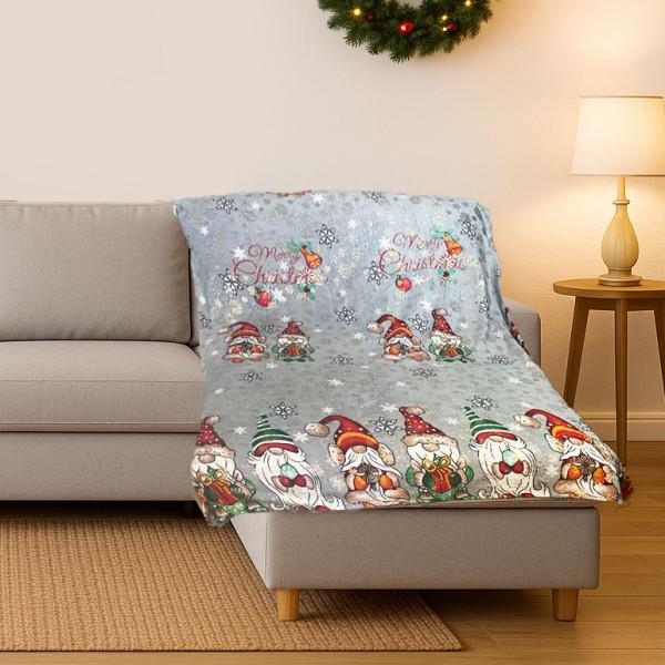 Плед двуспальный с рождественским принтом Олени 200х150 см (31186275)