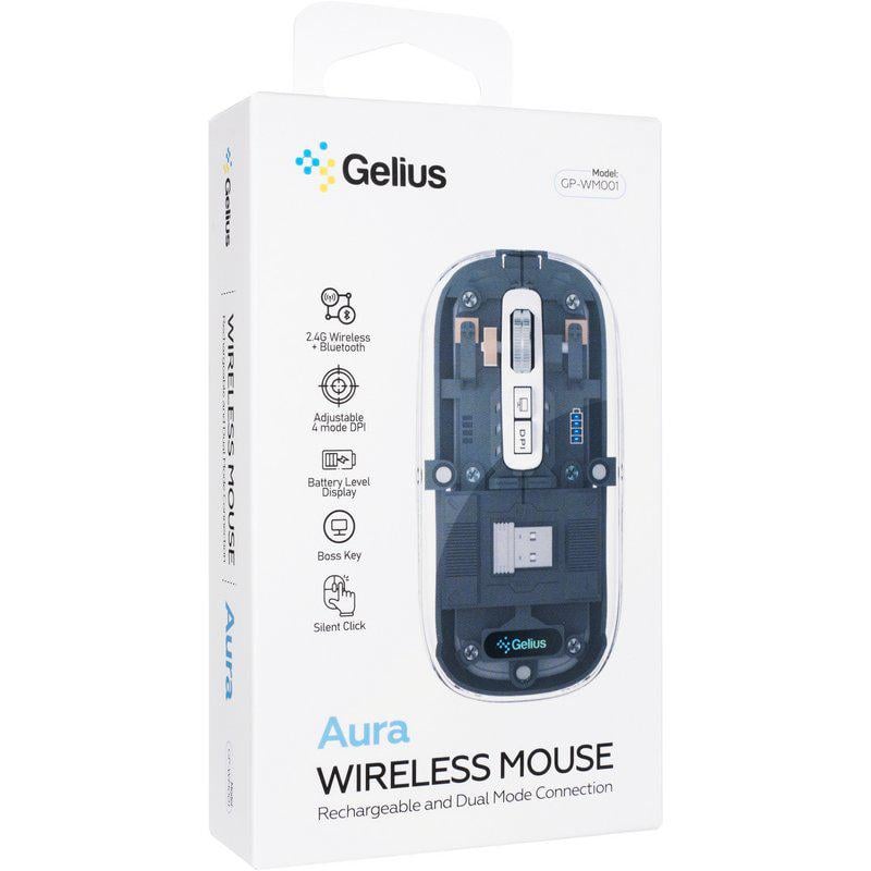 Комп'ютерна мишка бездротова Gelius Aura GP-WM001 безшумна Transparent/Grey (99746) - фото 6