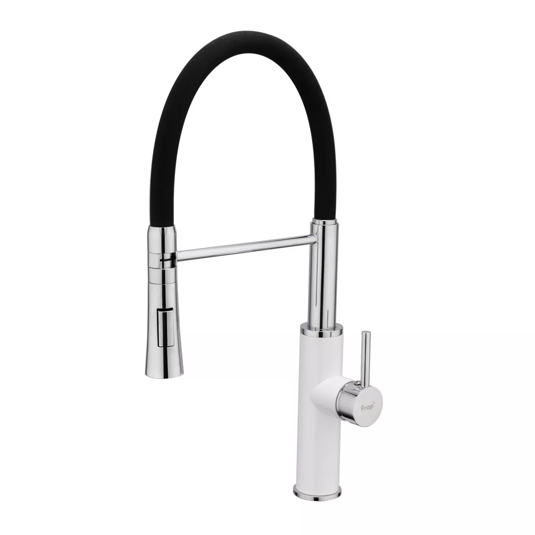 Змішувач для кухні Frap F4452-8 з гнучким виливом 2 режими Білий/Чорний (SQ-1033919) Змішувач для кухні Frap F4452-8 з гнучким виливом 2 режими Білий/Чорний (SQ-1033919)