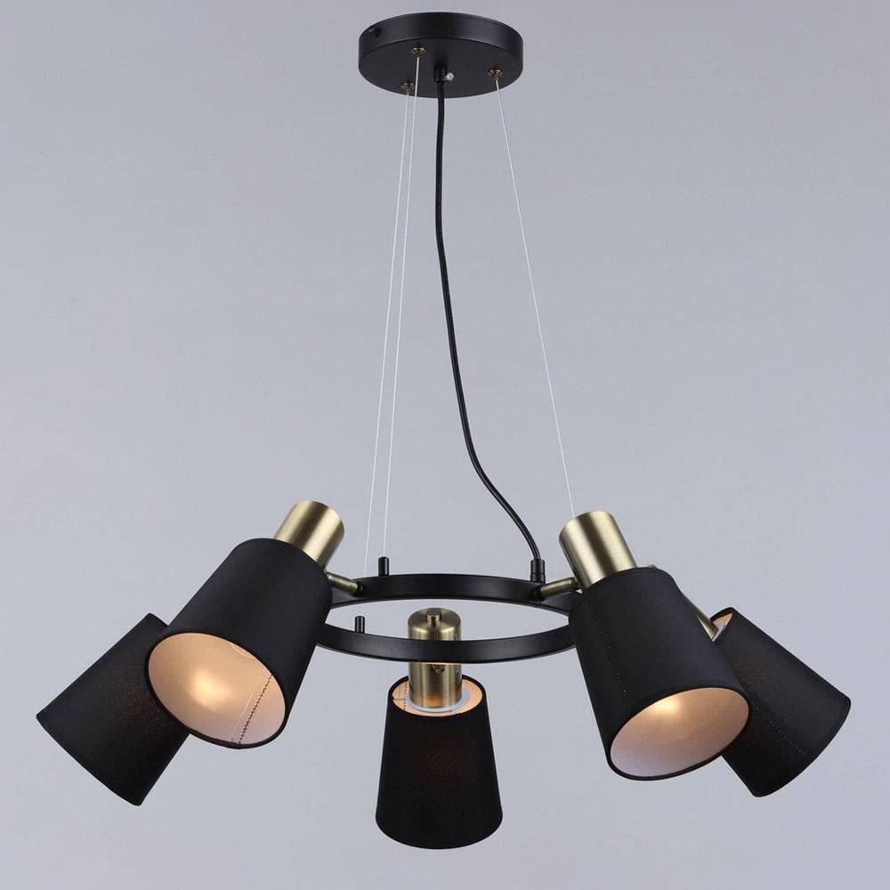 Люстра подвесная с абажурами Light House SR-20101/5H BK/AB D730хH580 Черный/Бронзовый