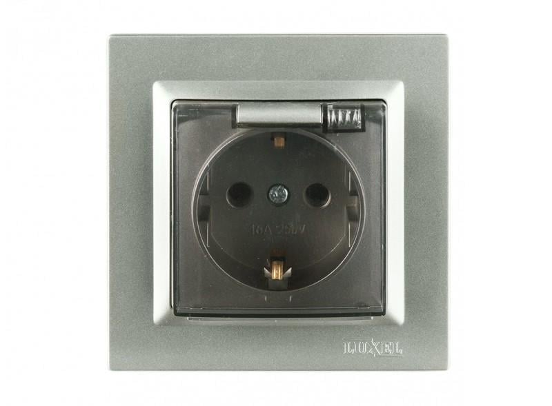 Розетка Luxel Jazz 9711/9311 1-на с/с с крышкой Графитовый/Кремовыйовый (00000038479)