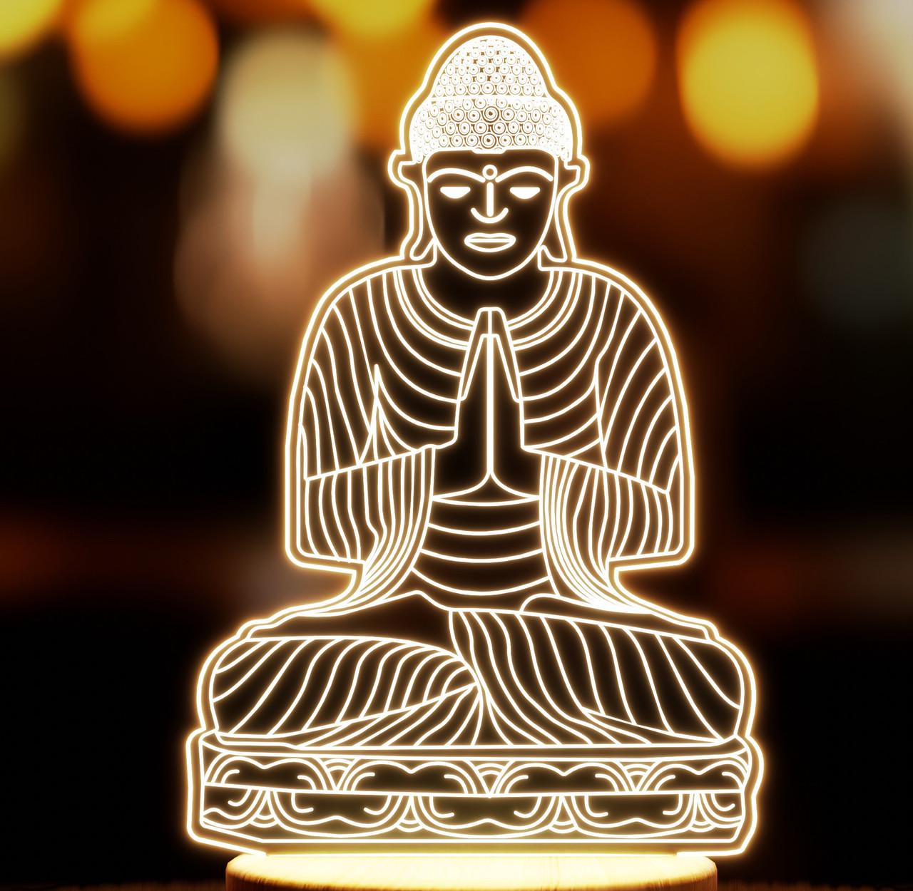 Ночник-светильник Lampic Йог USB дерево/акрил 15х24 см Желтый (32377454)