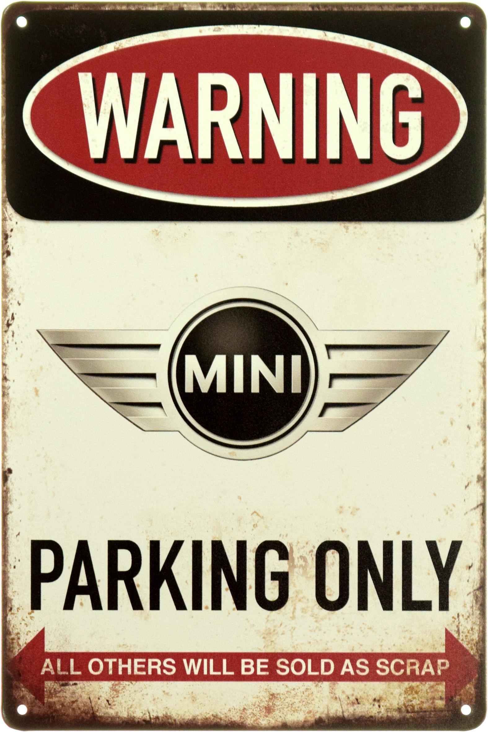 Табличка металлическая "Warning Mini Parking Only" 20x30 см (ms-104014)