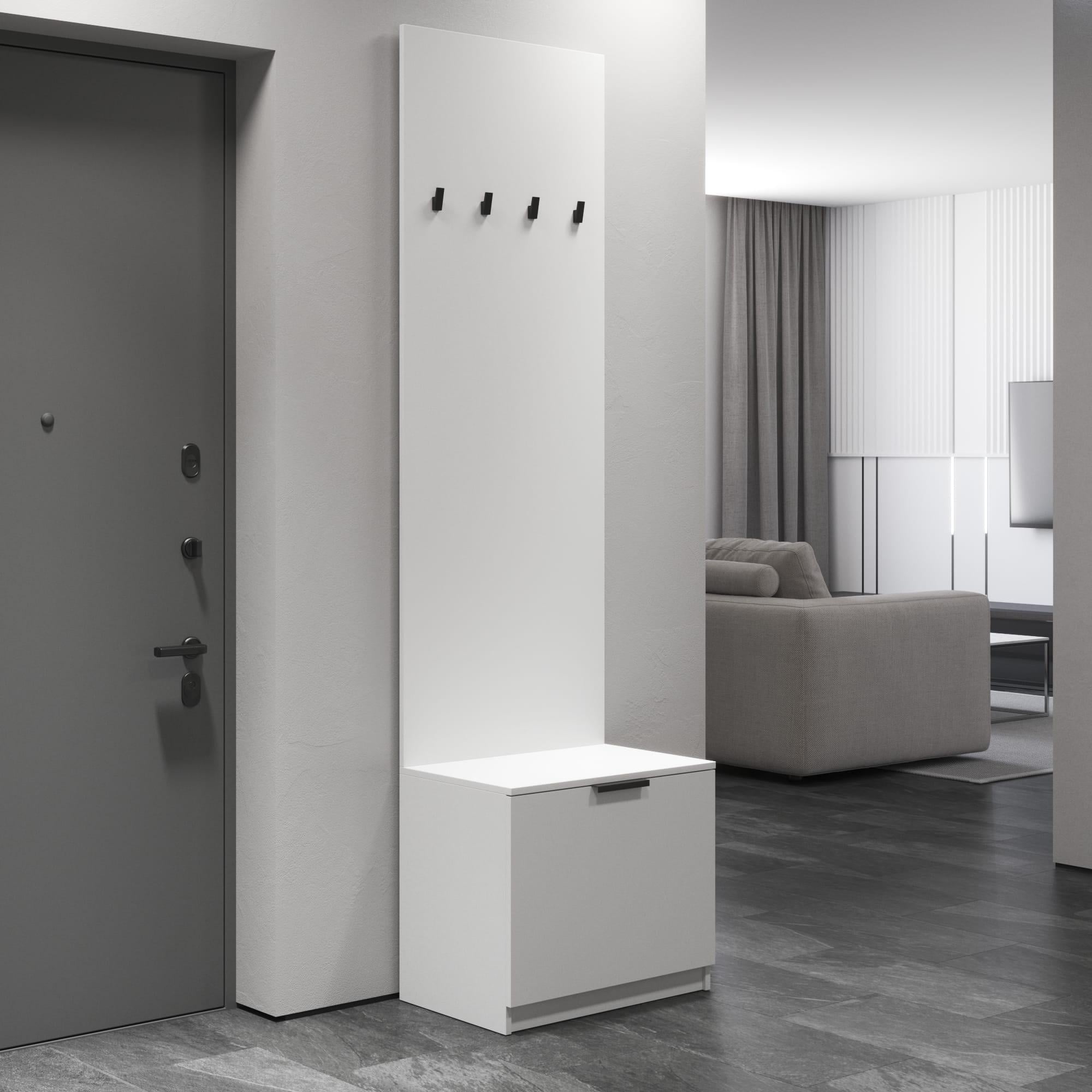 Вішалка для передпокою з тумбою для взуття ЛДСП Білий (372258)