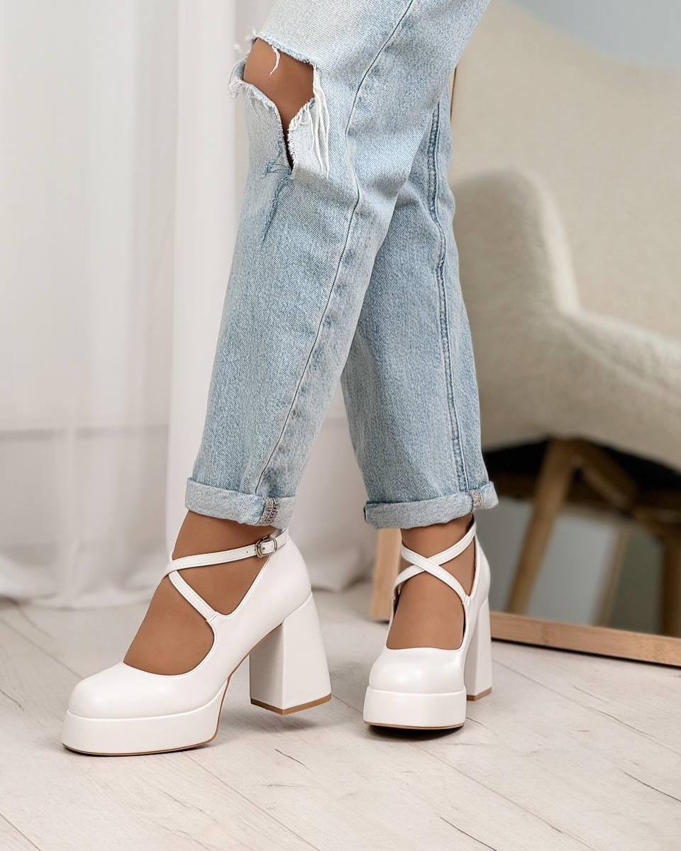 Туфлі з ремінцем Loretta на підборах та платформі р. 40 25,5 см Білий (10440-40) - фото 9 Туфлі з ремінцем Loretta на підборах та платформі р. 40 25,5 см Білий (10440-40) - фото 9
