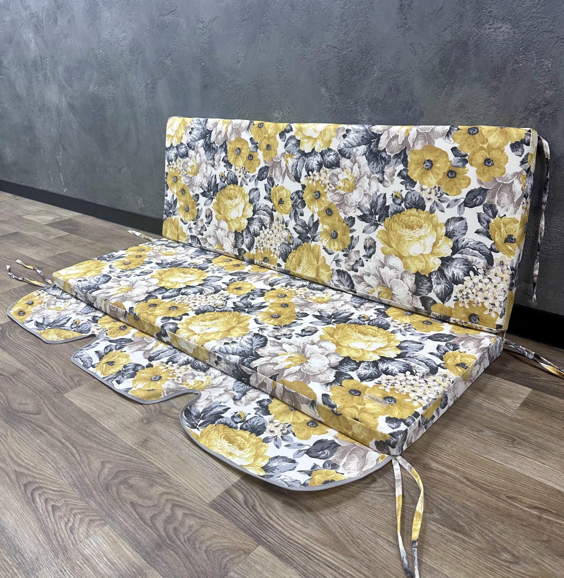 Матрас Comfort Home Autumn flowers на поддоны/качели/каркасы/садовую мебель с рюшей 140х60х40х5 см