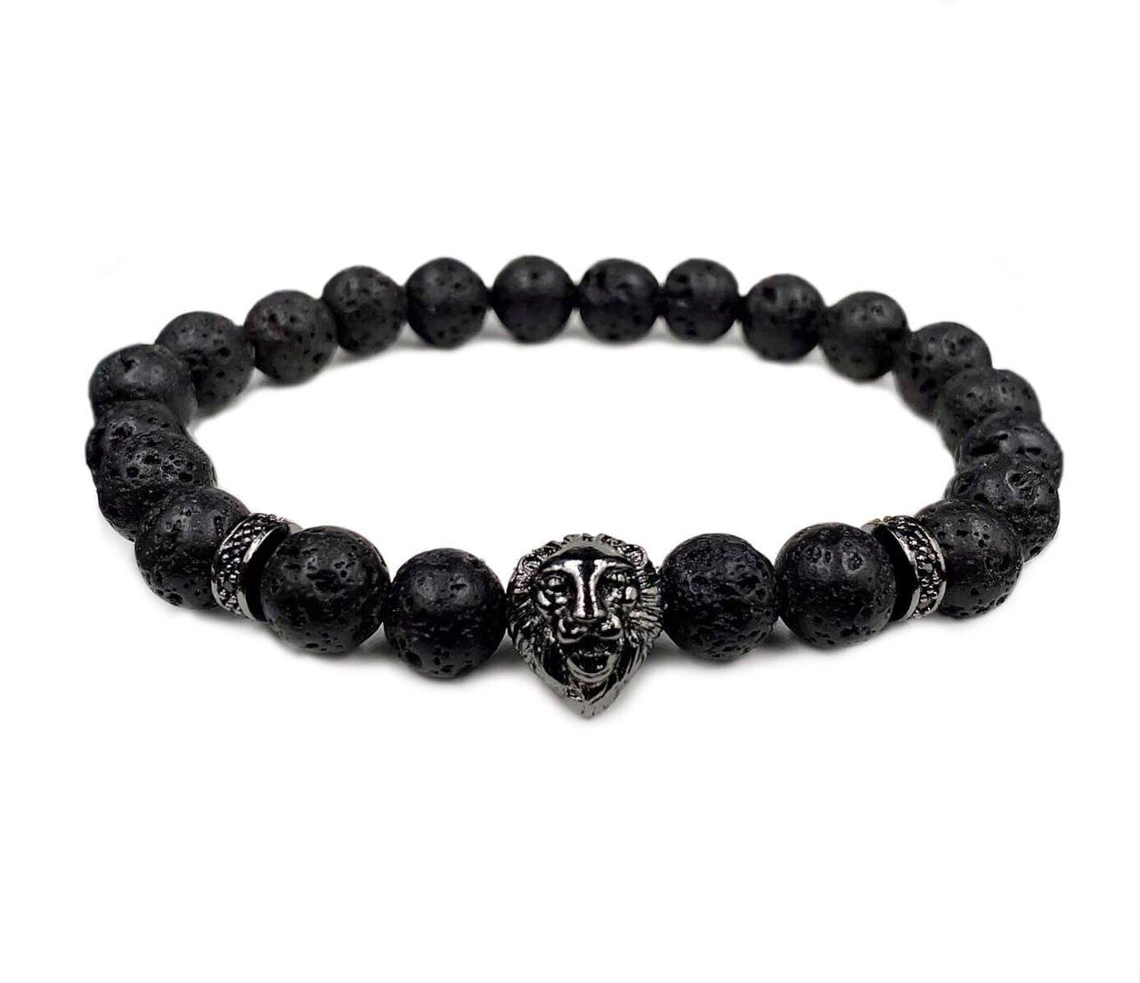 Браслет із лавового каменю з левом р. 17 (50029)