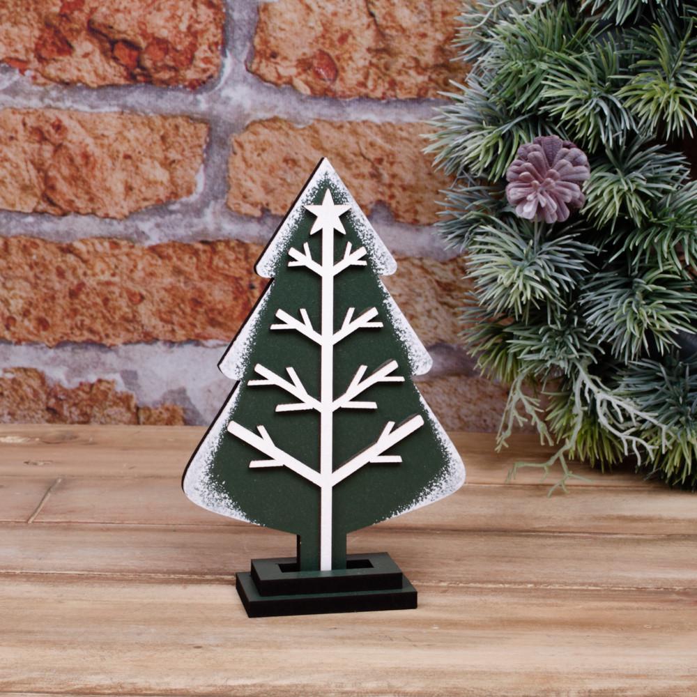 Статуэтка Елка со снегом 17 см Зеленый (4230-1)