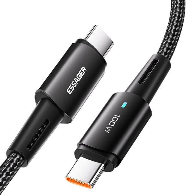 Кабель Essager Sunset USB Type-C to USB Type-C 100 Вт 5A 1 м Черный (EXCTT1-CG01)