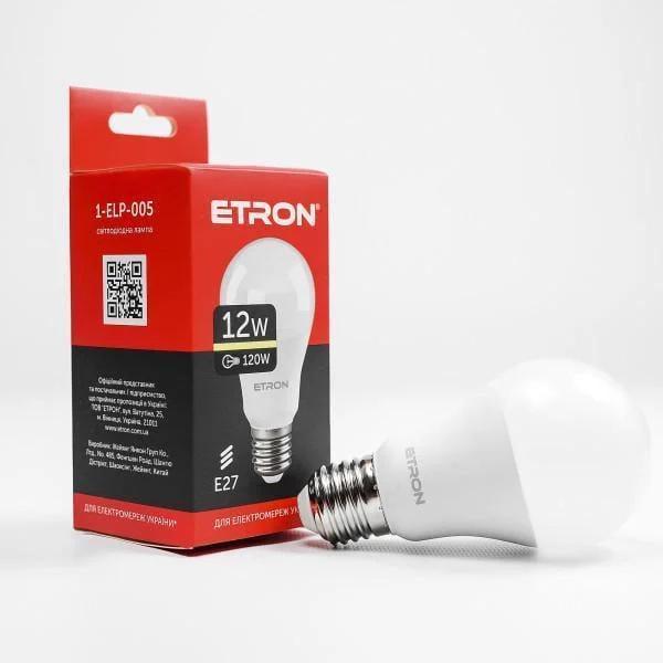 Світлодіодна лампа ETRON 12W A60 3000K E27 Теплий білий (1-ELP-005)
