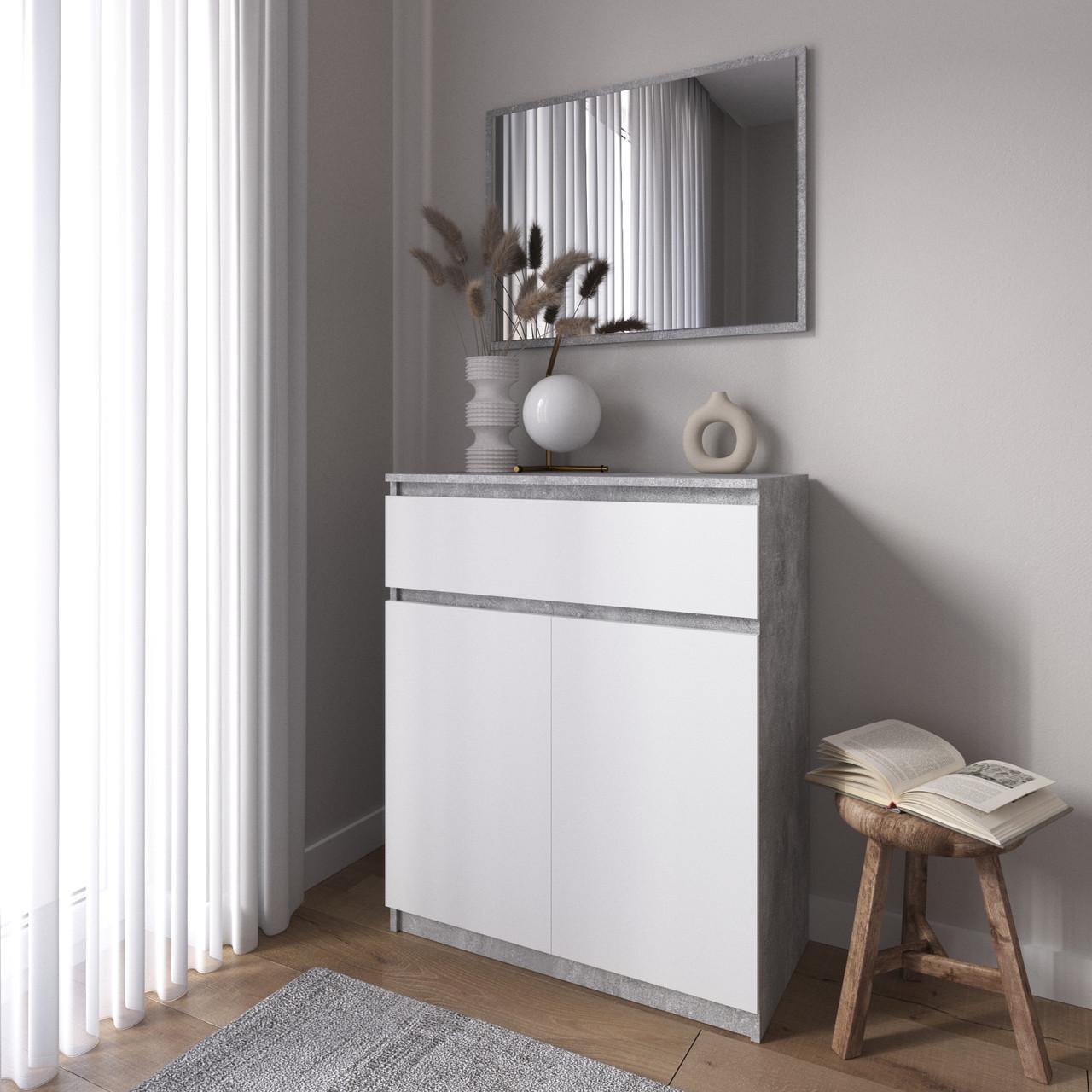 Комод-тумба Вайс R-23 80х40х98 см Бетон/Белый (30357511) - фото 1