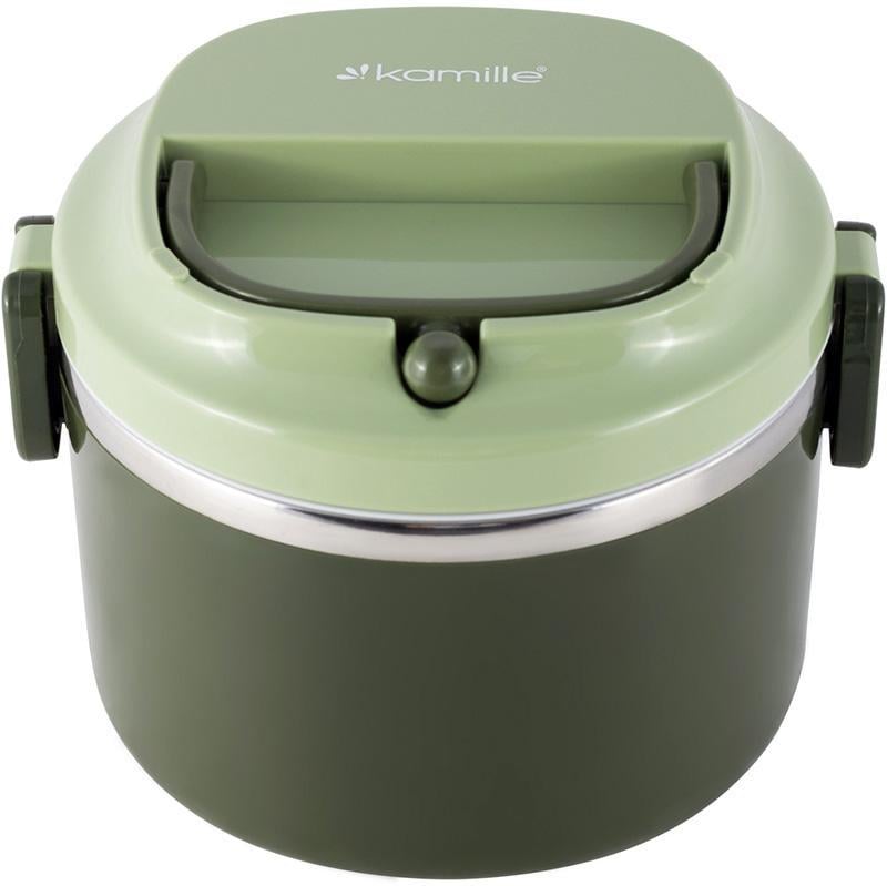 Ланч-бокс Kamille Snack пластик и нержавеющая сталь 1000 мл Зеленый