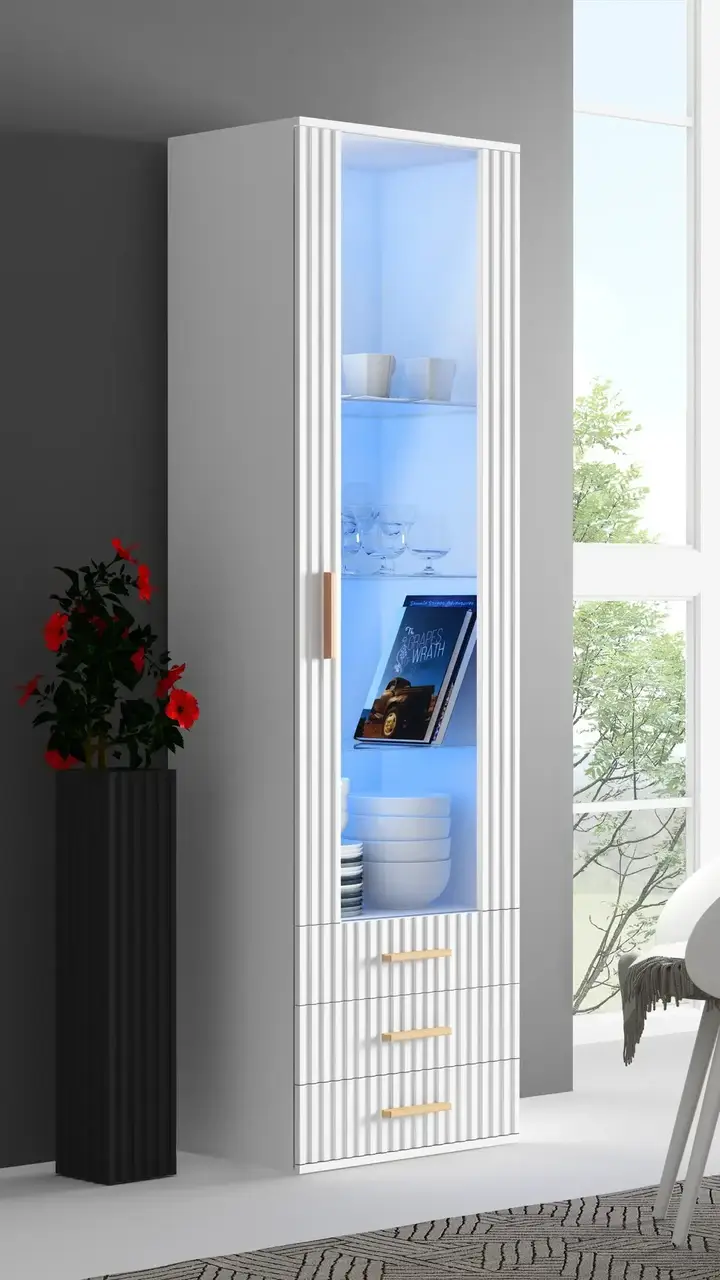 Вітрина для кабінету Artos Design Verona 1W3S з ламінованою ДСП/ламінованою МДФ 2100х410х600 мм Білий (49272)