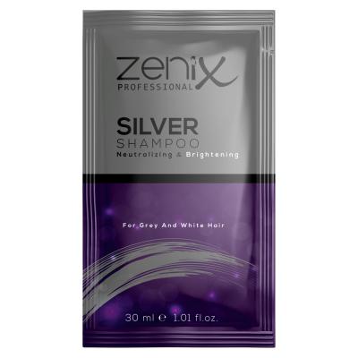 Шампунь для осветленных мелированных и седых волос Zenix 30 мл Серебряный