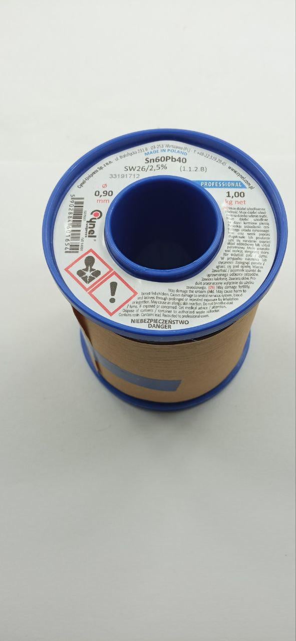 Припій Cynel S-Sn60 Pb40 SW26/2,5% 0,9 мм 1 кг (32659)