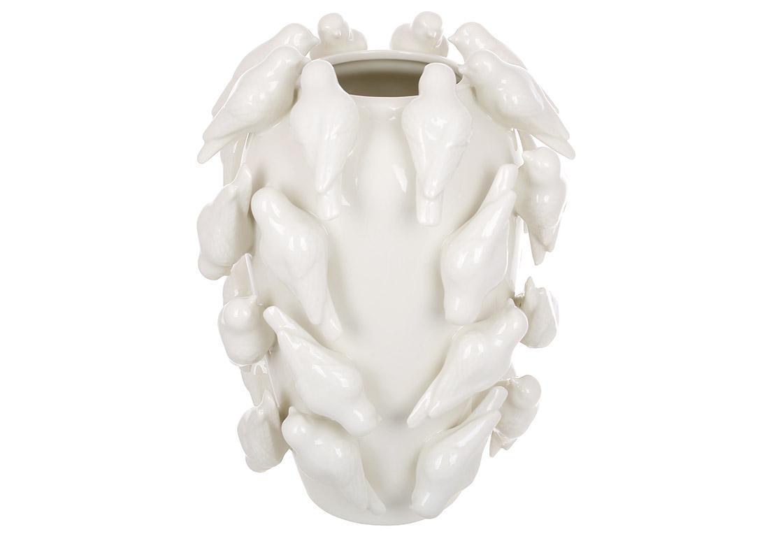 Ваза фарфоровая Птицы D19х24 см Белый (457-352)