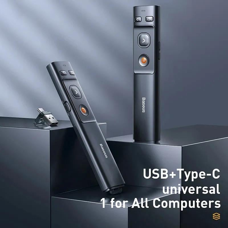 Презентер BASEUS Orange Dot Wireless Presenter Red Laser Чорний (ACFYB-BOG) - фото 4